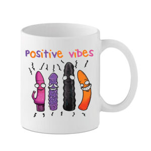 Positive Vibes Mug by Mugga Tea. Add some positivity to your day with this bright and vibrant adult humour mug